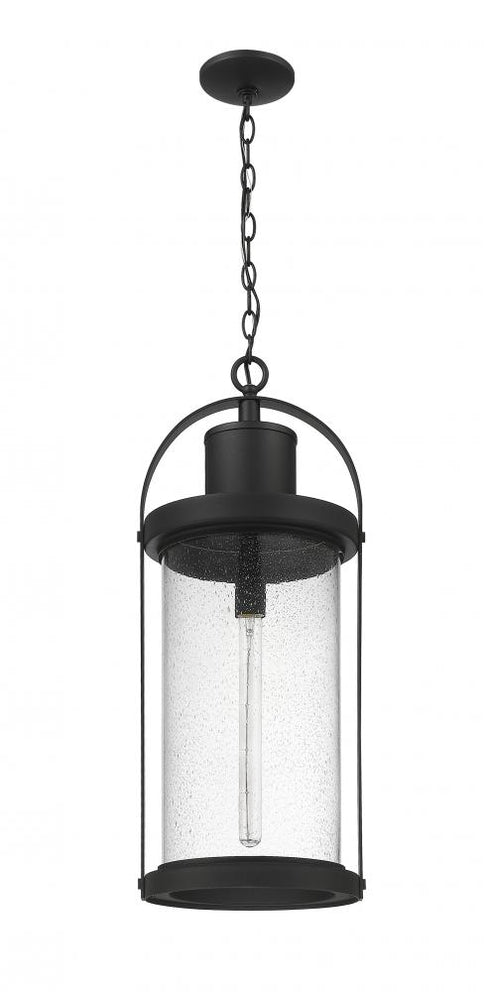 Z-Lite Roundhouse 1 Light Outdoor Chain Mount Ceiling Fixture in Black Finish Model: 569CHXL-BK