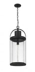 Z-Lite Roundhouse 1 Light Outdoor Chain Mount Ceiling Fixture in Black Finish Model: 569CHXL-BK
