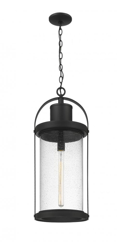 Z-Lite Roundhouse 1 Light Outdoor Chain Mount Ceiling Fixture in Black Finish Model: 569CHXL-BK