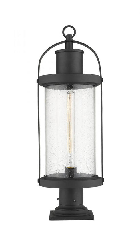 Z-Lite Roundhouse 1 Light Outdoor Pier Mounted Fixture in Black Finish Model: 569PHB-533PM-BK