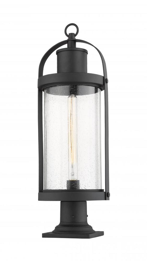 Z-Lite Roundhouse 1 Light Outdoor Pier Mounted Fixture in Black Finish Model: 569PHB-533PM-BK