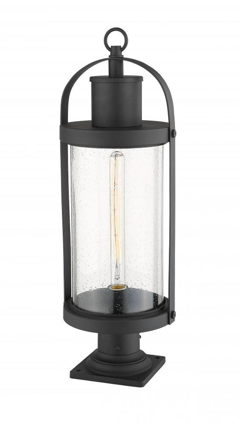 Z-Lite Roundhouse 1 Light Outdoor Pier Mounted Fixture in Black Finish Model: 569PHB-533PM-BK