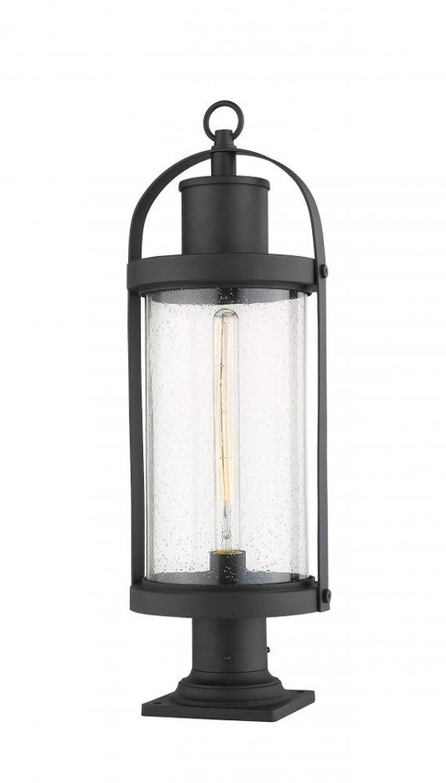 Z-Lite Roundhouse 1 Light Outdoor Pier Mounted Fixture in Black Finish Model: 569PHB-533PM-BK