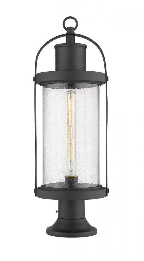 Z-Lite Roundhouse 1 Light Outdoor Pier Mounted Fixture in Black Finish Model: 569PHB-553PM-BK
