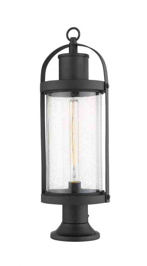 Z-Lite Roundhouse 1 Light Outdoor Pier Mounted Fixture in Black Finish Model: 569PHB-553PM-BK