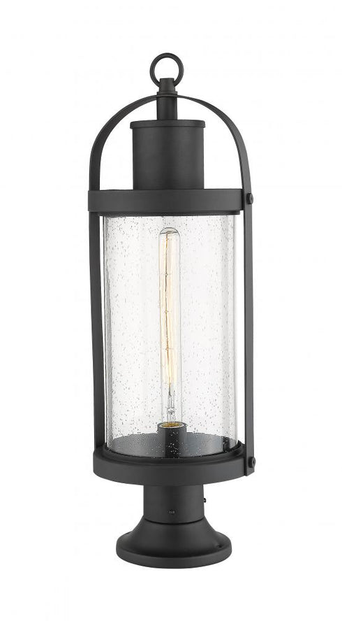 Z-Lite Roundhouse 1 Light Outdoor Pier Mounted Fixture in Black Finish Model: 569PHB-553PM-BK
