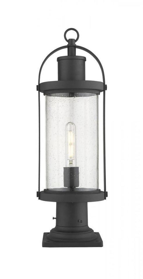Z-Lite Roundhouse 1 Light Outdoor Pier Mounted Fixture in Black Finish Model: 569PHM-533PM-BK