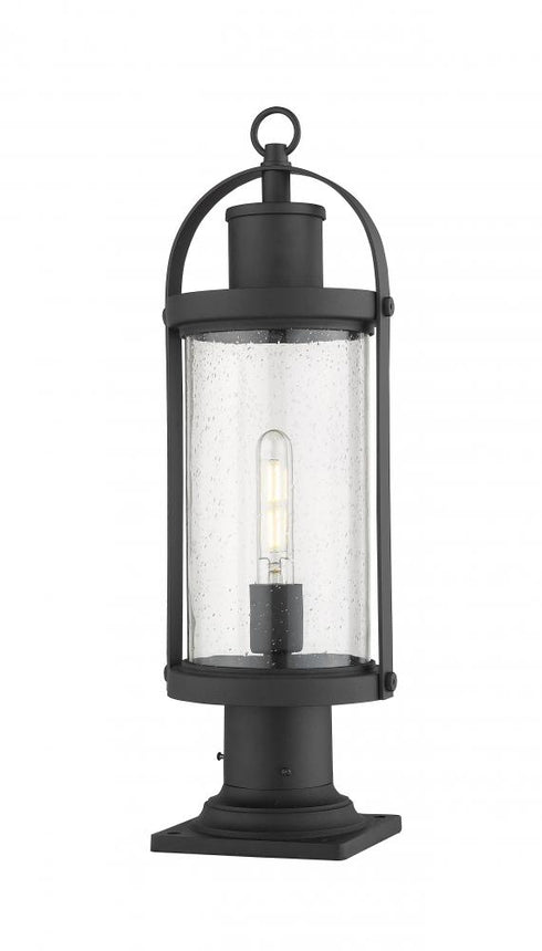 Z-Lite Roundhouse 1 Light Outdoor Pier Mounted Fixture in Black Finish Model: 569PHM-533PM-BK