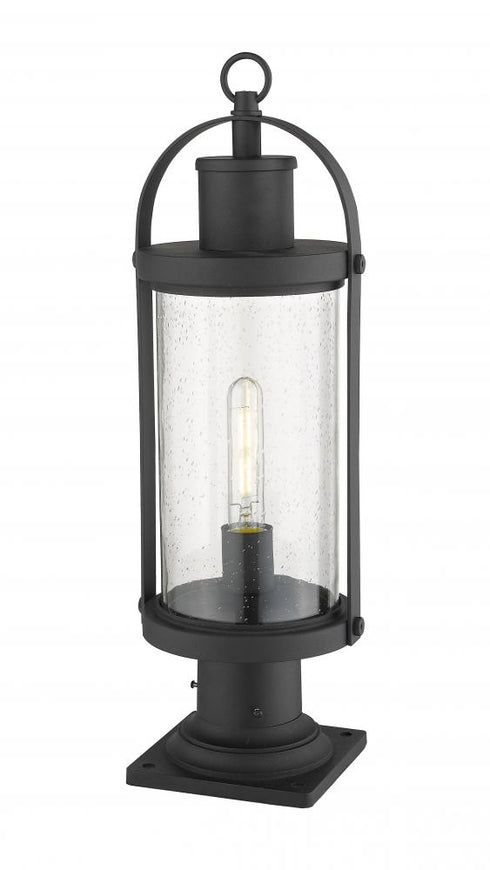 Z-Lite Roundhouse 1 Light Outdoor Pier Mounted Fixture in Black Finish Model: 569PHM-533PM-BK