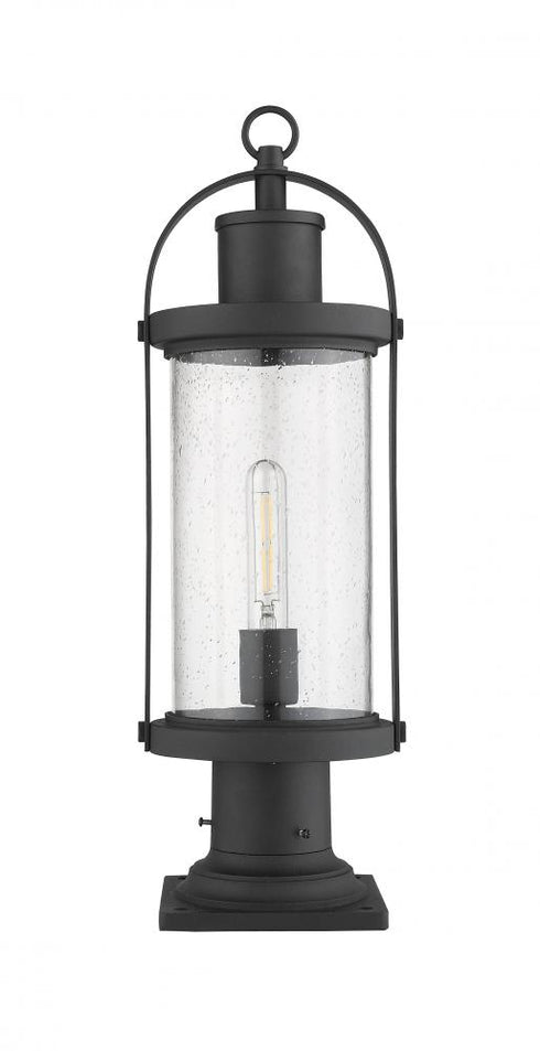 Z-Lite Roundhouse 1 Light Outdoor Pier Mounted Fixture in Black Finish Model: 569PHM-533PM-BK
