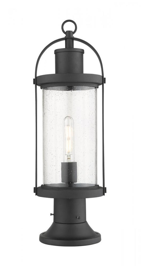 Z-Lite Roundhouse 1 Light Outdoor Pier Mounted Fixture in Black Finish Model: 569PHM-553PM-BK