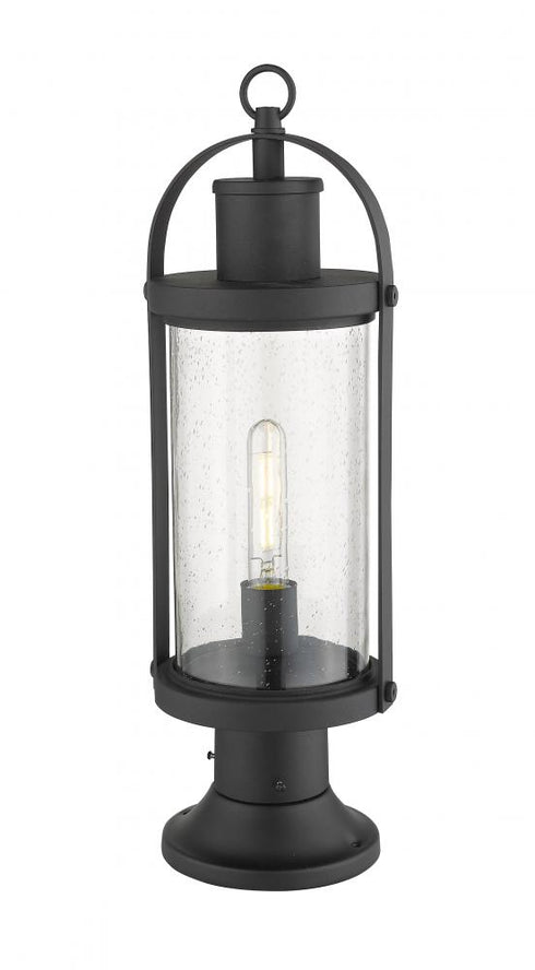 Z-Lite Roundhouse 1 Light Outdoor Pier Mounted Fixture in Black Finish Model: 569PHM-553PM-BK