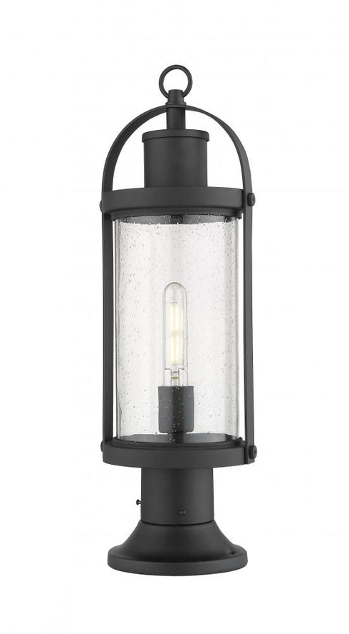 Z-Lite Roundhouse 1 Light Outdoor Pier Mounted Fixture in Black Finish Model: 569PHM-553PM-BK