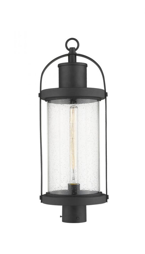 Z-Lite Roundhouse 1 Light Outdoor Post Mount Fixture in Black Finish Model: 569PHB-BK
