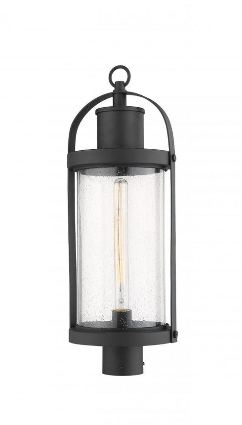 Z-Lite Roundhouse 1 Light Outdoor Post Mount Fixture in Black Finish Model: 569PHB-BK