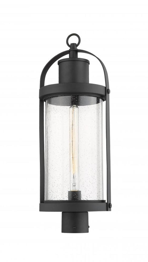 Z-Lite Roundhouse 1 Light Outdoor Post Mount Fixture in Black Finish Model: 569PHB-BK