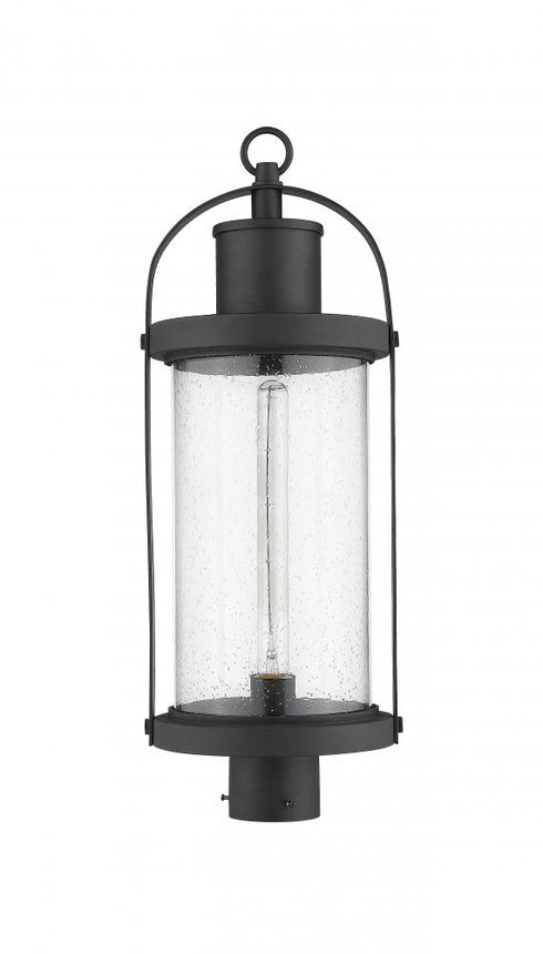 Z-Lite Roundhouse 1 Light Outdoor Post Mount Fixture in Black Finish Model: 569PHB-BK