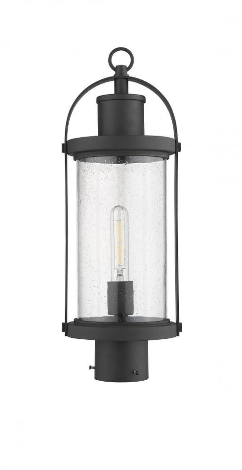Z-Lite Roundhouse 1 Light Outdoor Post Mount Fixture in Black Finish Model: 569PHM-BK