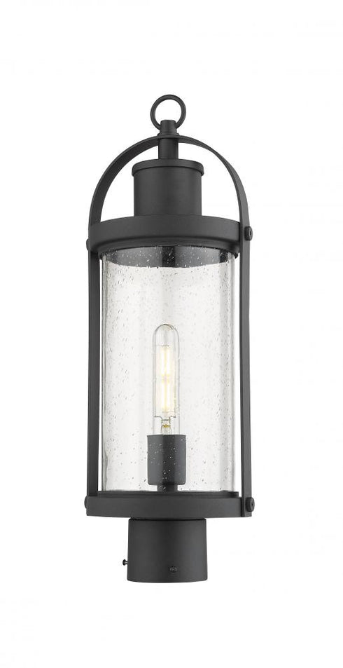 Z-Lite Roundhouse 1 Light Outdoor Post Mount Fixture in Black Finish Model: 569PHM-BK