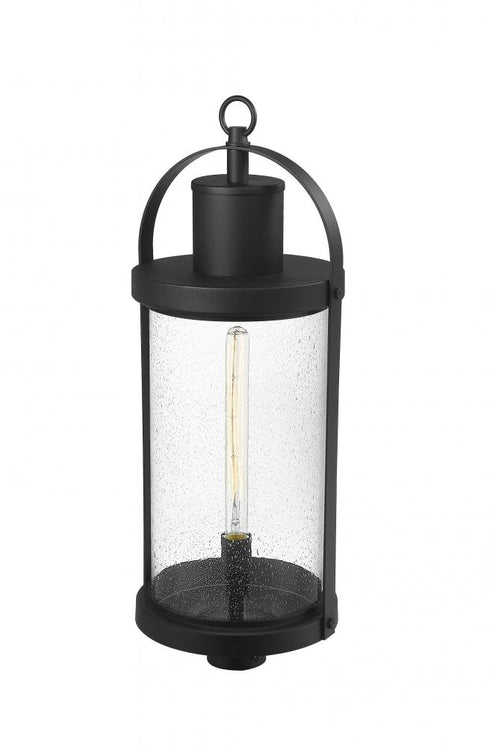 Z-Lite Roundhouse 1 Light Outdoor Post Mount Fixture in Black Finish Model: 569PHXL-BK