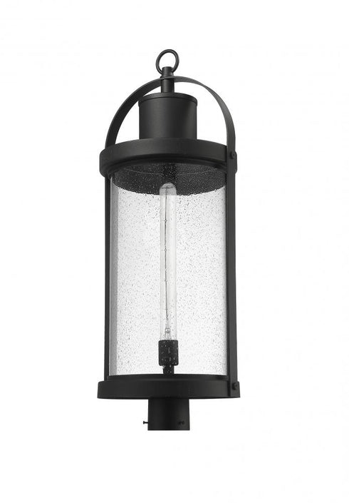 Z-Lite Roundhouse 1 Light Outdoor Post Mount Fixture in Black Finish Model: 569PHXL-BK