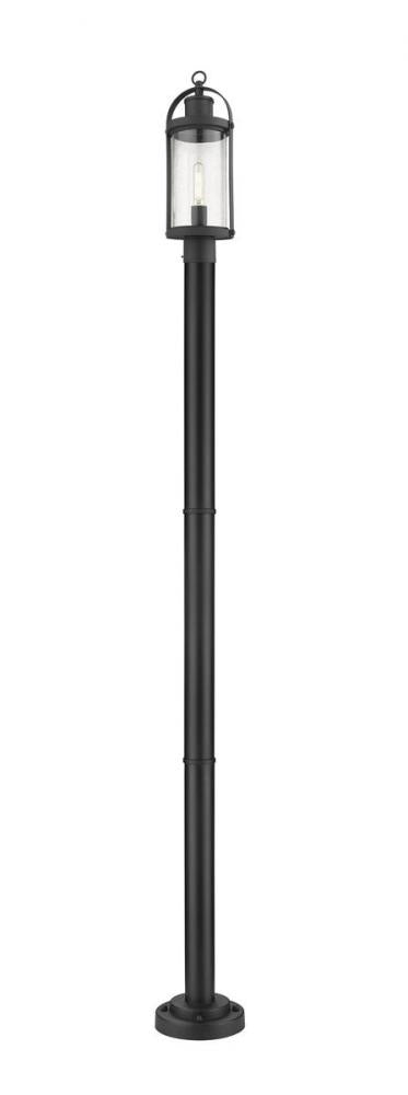 Z-Lite Roundhouse 1 Light Outdoor Post Mounted Fixture in Black Finish Model: 569PHM-567P-BK
