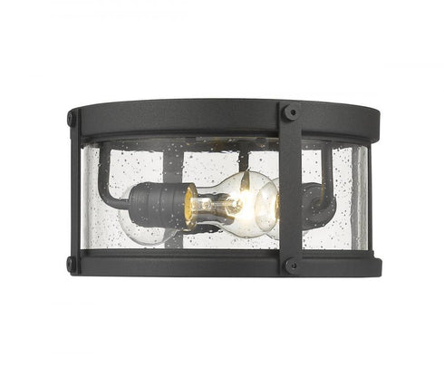 Z-Lite Roundhouse 3 Light Outdoor Flush Mount in Black Finish Model: 569F-BK