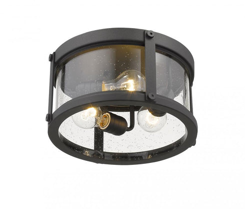 Z-Lite Roundhouse 3 Light Outdoor Flush Mount in Black Finish Model: 569F-BK