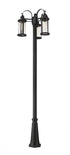 Z-Lite Roundhouse 3 Light Outdoor Post Mounted Fixture in Black Finish Model: 569MP3-519P-BK