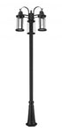 Z-Lite Roundhouse 3 Light Outdoor Post Mounted Fixture in Black Finish Model: 569MP3-519P-BK