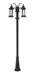 Z-Lite Roundhouse 3 Light Outdoor Post Mounted Fixture in Black Finish Model: 569MP3-519P-BK