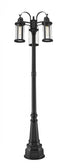 Z-Lite Roundhouse 3 Light Outdoor Post Mounted Fixture in Black Finish Model: 569MP3-564P-BK