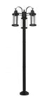 Z-Lite Roundhouse 3 Light Outdoor Post Mounted Fixture in Black Finish Model: 569MP3-567P-BK