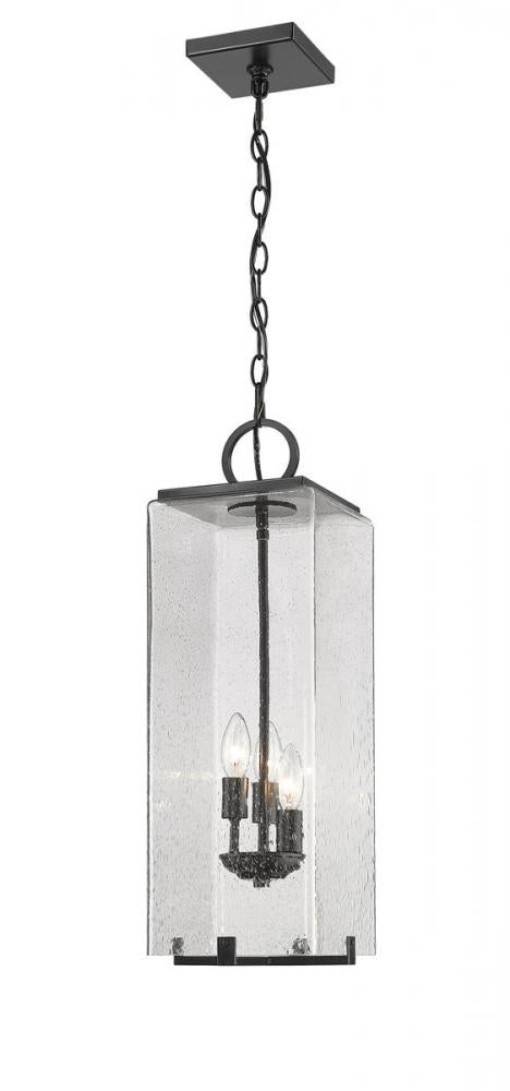 Z-Lite Sana 3 Light Outdoor Chain Mount Ceiling Fixture in Black Finish Model: 592CHB-BK