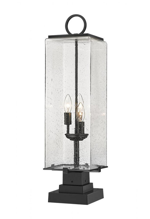 Z-Lite Sana 3 Light Outdoor Pier Mounted Fixture in Black Finish Model: 592PHBS-SQPM-BK