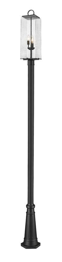 Z-Lite Sana 3 Light Outdoor Post Mounted Fixture in Black Finish Model: 592PHBR-519P-BK