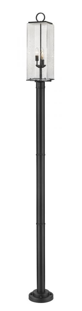 Z-Lite Sana 3 Light Outdoor Post Mounted Fixture in Black Finish Model: 592PHBR-567P-BK