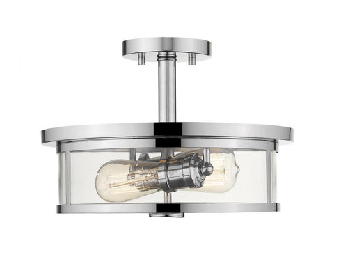 Z-Lite Savannah 2 Light Semi Flush Mount in Brushed Nickel Finish Model: 412SF14