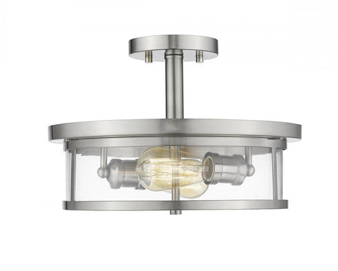 Z-Lite Savannah 2 Light Semi Flush Mount in Brushed Nickel Finish Model: 412SF14