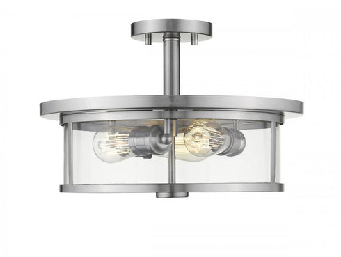 Z-Lite Savannah 3 Light Semi Flush Mount in Brushed Nickel Finish Model: 412SF16