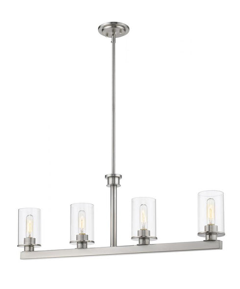Z-Lite Savannah 4 Light Linear Chandelier in Brushed Nickel Finish Model: 462-4L-BN