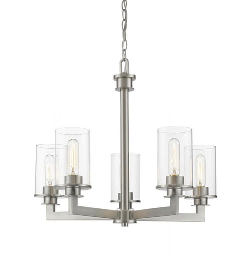 Z-Lite Savannah 5 Light Chandelier in Brushed Nickel Finish Model: 462-5BN