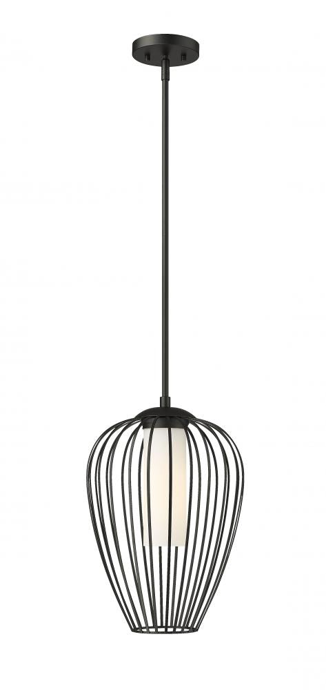 Z-Lite Savanti 1 Light Pendant in Matte Black Finish Model: 7507-12MB