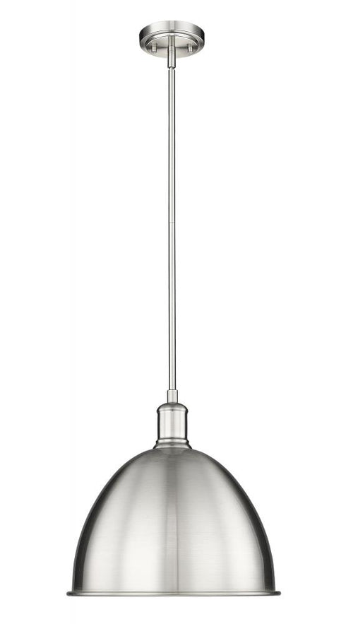 Z-Lite Sawyer 1 Light Pendant in Brushed Nickel Finish Model: 4500P12-BN
