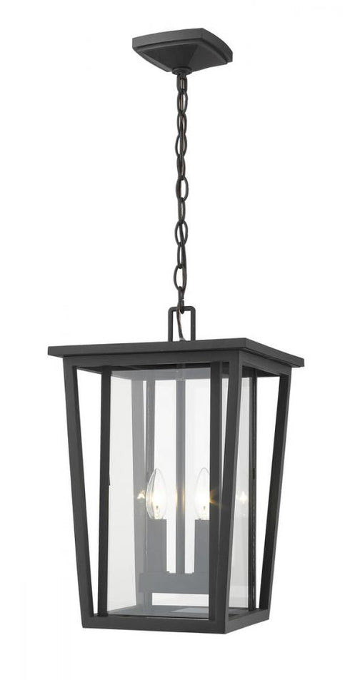 Z-Lite Seoul 2 Light Outdoor Chain Mount Ceiling Fixture in Black Finish Model: 571CHB-BK