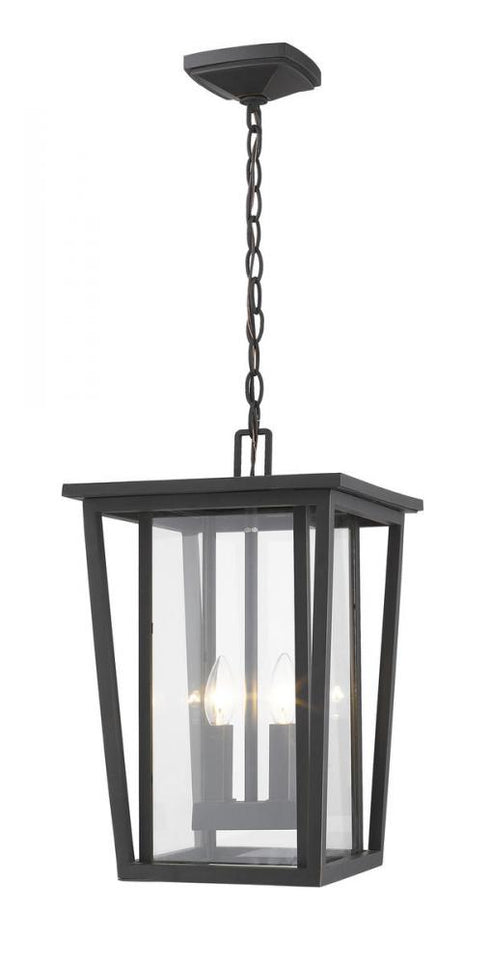 Z-Lite Seoul 2 Light Outdoor Chain Mount Ceiling Fixture in Black Finish Model: 571CHB-BK