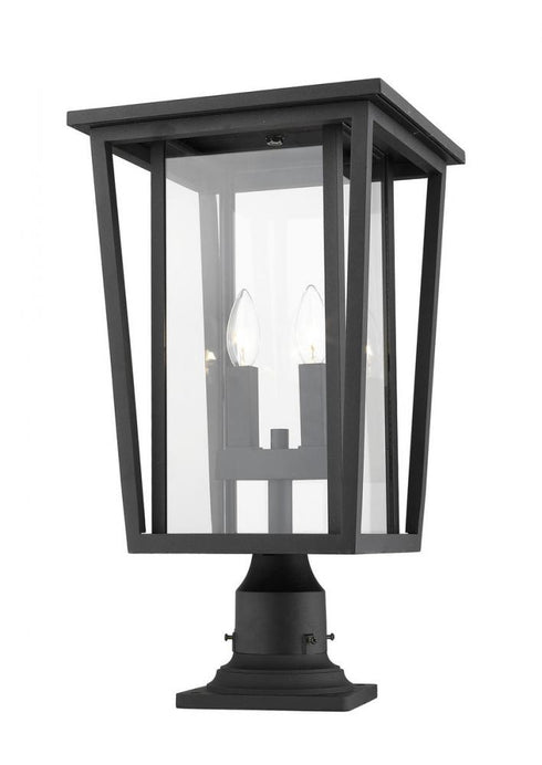 Z-Lite Seoul 2 Light Outdoor Pier Mounted Fixture in Black Finish Model: 571PHBR-533PM-BK
