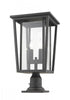 Z-Lite Seoul 2 Light Outdoor Pier Mounted Fixture in Black Finish Model: 571PHBR-533PM-BK