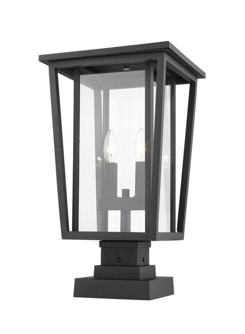 Z-Lite Seoul 2 Light Outdoor Pier Mounted Fixture in Black Finish Model: 571PHBS-SQPM-BK