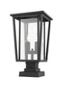 Z-Lite Seoul 2 Light Outdoor Pier Mounted Fixture in Black Finish Model: 571PHBS-SQPM-BK